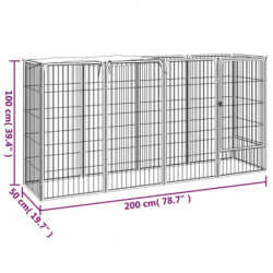 10-tlg. Hundelaufstall Schwarz 50x100cm Stahl Pulverbeschichtet