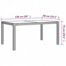 5-tlg. Garten-Essgruppe mit Auflagen Poly Rattan Grau