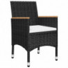 3-tlg. Bistro-Set Connie Poly Rattan und Akazienholz Schwarz