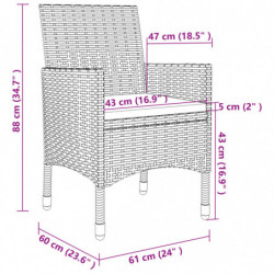 9-tlg. Garten-Essgruppe mit Kissen Poly Rattan und Glas