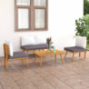 4-tlg. Garten-Lounge-Set mit Auflagen Massivholz Akazie