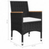 3-tlg. Bistro-Set Connie Poly Rattan und Akazienholz Schwarz