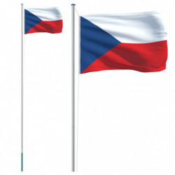 Tschechische Flagge mit Mast 6,23 m Aluminium
