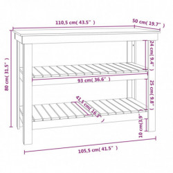 Werkbank 110,5x50x80 cm Massivholz Kiefer