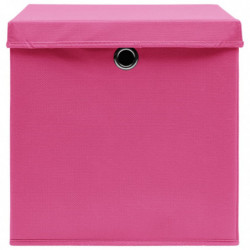 Aufbewahrungsboxen mit Deckeln 4 Stk. 28x28x28 cm Rosa