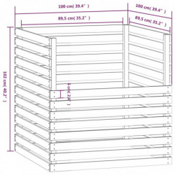 Komposter Honigbraun 100x100x102 cm Massivholz Kiefer