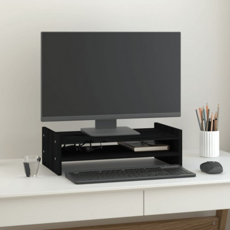 Monitorständer Schwarz 50x27x15 cm Massivholz Kiefer