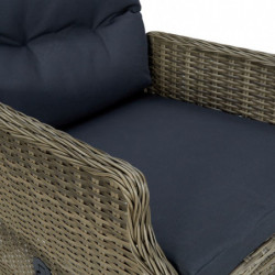 Verstellbarer Gartensessel mit Auflagen Poly Rattan Braun