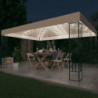 Pavillon mit LED-Lichterkette 3x4 m Creme Stoff