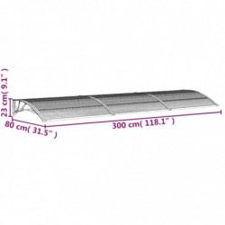 Türvordach Grau 300x80 cm Polycarbonat