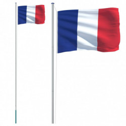 Französische Flagge mit Mast 6,23 m Aluminium