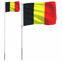 Flagge Belgiens mit Mast 5,55 m Aluminium