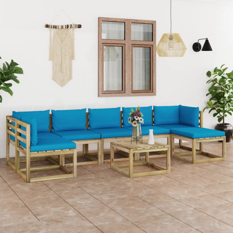 8-tlg. Garten-Lounge-Set mit Kissen Imprägniertes Kiefernholz