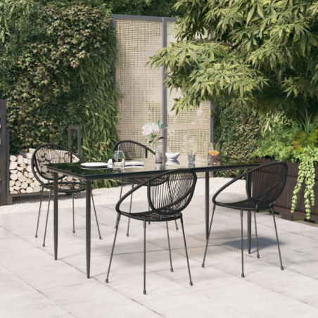 5-tlg. Garten-Essgruppe Schwarz PVC Rattan