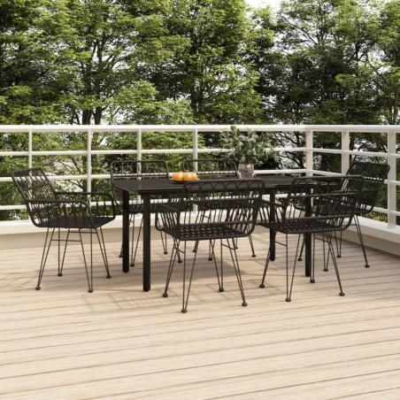 7-tlg. Garten-Essgruppe Schwarz Poly Rattan