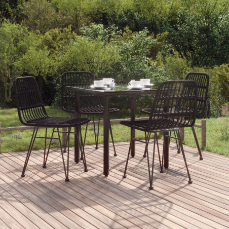 5-tlg. Garten-Essgruppe Schwarz Poly Rattan