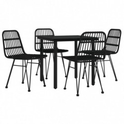 5-tlg. Garten-Essgruppe Schwarz Poly Rattan