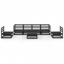 7-tlg. Garten-Lounge-Set Schwarz Massivholz Kiefer