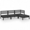 4-tlg. Garten-Lounge-Set Massivholz Kiefer Schwarz