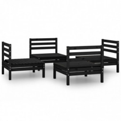 4-tlg. Garten-Lounge-Set Schwarz Massivholz Kiefer