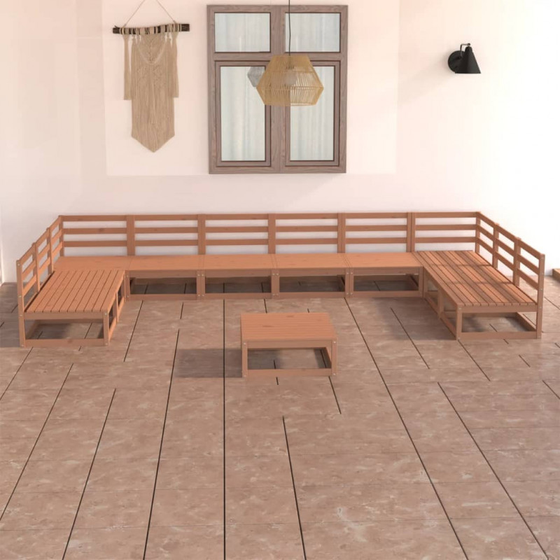 11-tlg. Garten-Lounge-Set Massivholz Kiefer