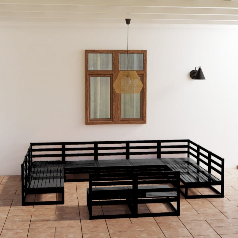 11-tlg. Garten-Lounge-Set Massivholz Kiefer