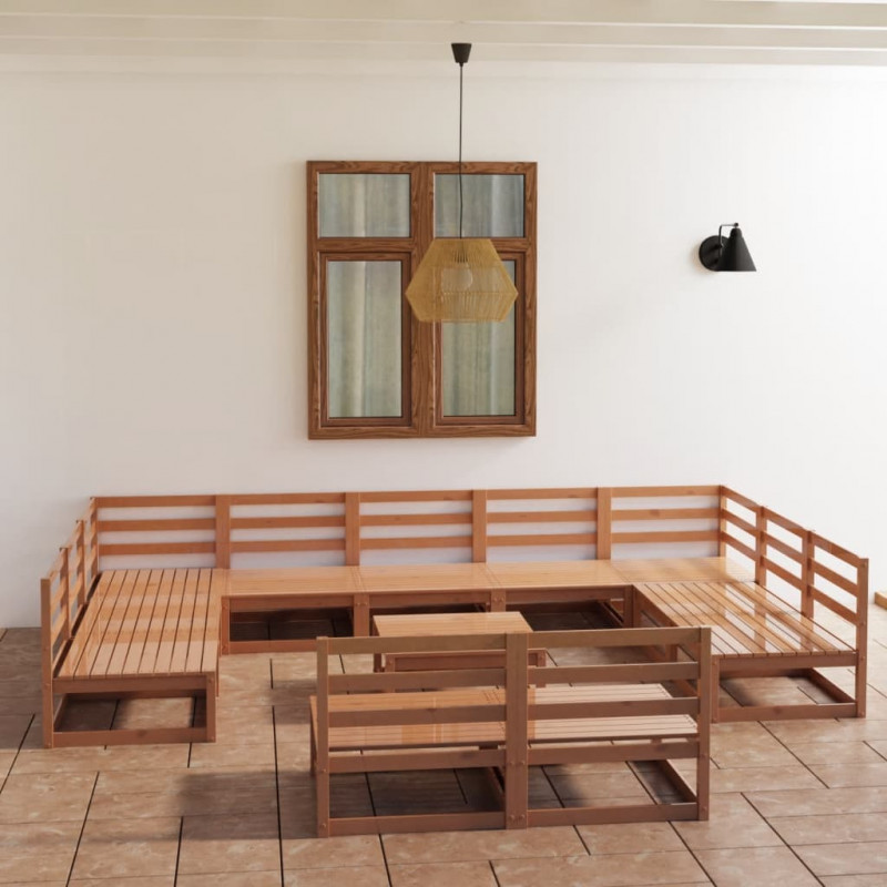 12-tlg. Garten-Lounge-Set Massivholz Kiefer