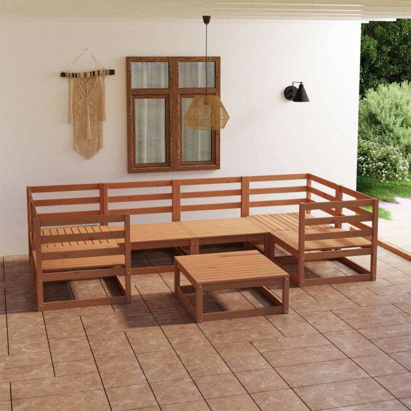 7-tlg. Garten-Lounge-Set Massivholz Kiefer