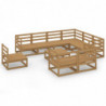 10-tlg. Garten-Lounge-Set Honigbraun Massivholz Kiefer