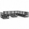 10-tlg. Garten-Lounge-Set Schwarz Massivholz Kiefer