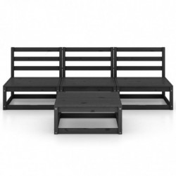 4-tlg. Garten-Lounge-Set Schwarz Massivholz Kiefer