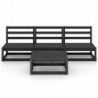 4-tlg. Garten-Lounge-Set Schwarz Massivholz Kiefer