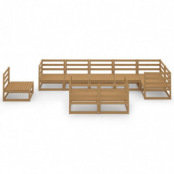 9-tlg. Garten-Lounge-Set Honigbraun Massivholz Kiefer