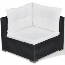 5-tlg. Garten-Lounge-Set mit Kissen Poly Rattan Schwarz