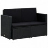 2-Sitzer-Gartensofa Aquilea mit Auflagen Schwarz Poly Rattan