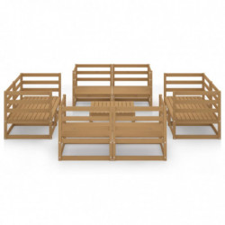 9-tlg. Garten-Lounge-Set Honigbraun Massivholz Kiefer