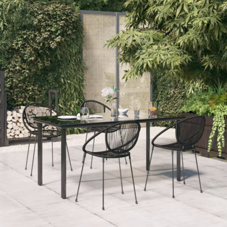 5-tlg. Garten-Essgruppe Schwarz PVC Rattan