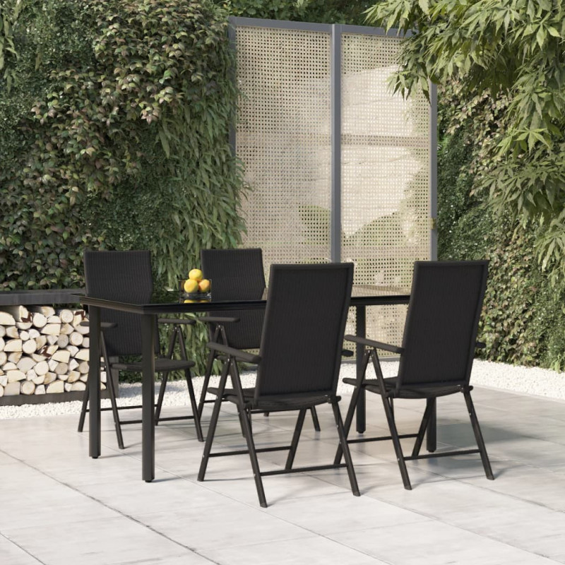 5-tlg. Garten-Essgruppe Schwarz Poly Rattan