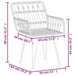 7-tlg. Garten-Essgruppe Schwarz Poly Rattan