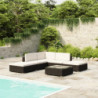 6-tlg. Garten-Lounge-Set mit Auflagen Poly Rattan Schwarz