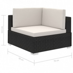 6-tlg. Garten-Lounge-Set mit Auflagen Poly Rattan Schwarz