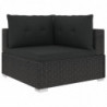 6-tlg. Garten-Lounge-Set mit Kissen Poly Rattan Schwarz