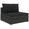 6-tlg. Garten-Lounge-Set mit Kissen Poly Rattan Schwarz