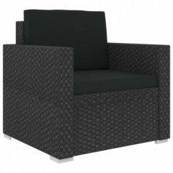 6-tlg. Garten-Lounge-Set mit Kissen Poly Rattan Schwarz