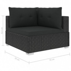 6-tlg. Garten-Lounge-Set mit Kissen Poly Rattan Schwarz