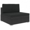 6-tlg. Garten-Lounge-Set mit Kissen Poly Rattan Schwarz