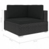 6-tlg. Garten-Lounge-Set mit Kissen Poly Rattan Schwarz