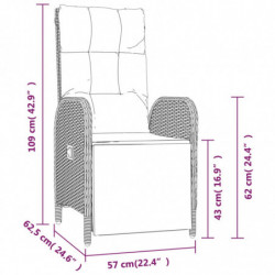 3-tlg. Garten-Lounge-Set mit Kissen Grau Poly Rattan