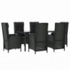 7-tlg. Garten-Lounge-Set mit Kissen Schwarz Poly Rattan