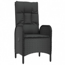 7-tlg. Garten-Lounge-Set mit Kissen Schwarz Poly Rattan